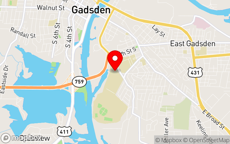 Map for Mental Health Conference at 1001 George Wallace Drive, Gadsden, AL 35903