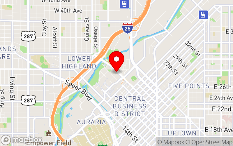 Map for Mental Health & Nutrition Certification Workshop at 1999 Chestnut Place, Denver, CO 80202