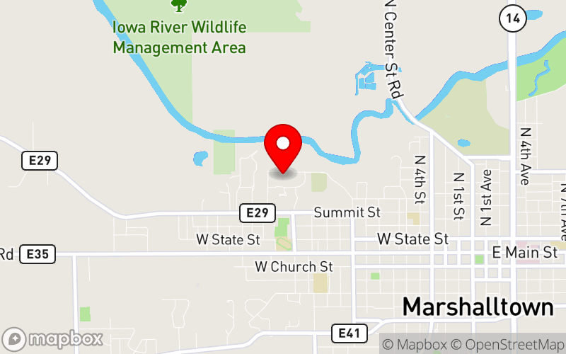 Map for Mental Health Issues in Dependent Adults at 1301 Summit St., Whitehill Auditorium, Marshalltown, IA 50158, United States Map for Mental Health Issues in Dependent Adults at 1301 Summit St., Whitehill Auditorium, Marshalltown, IA 50158, United States