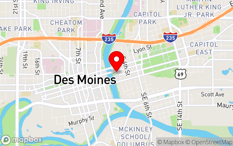 Map for NAMI Iowa 2024 Annual Conference at 101 E Locust St, Des Moines, IA 50309