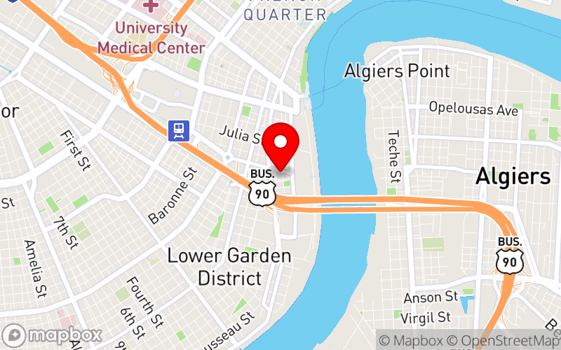 Map for 2024 Spring Conference - Louisiana Psychological Association at 1001 S. Peters Street, New Orleans, LA 70130