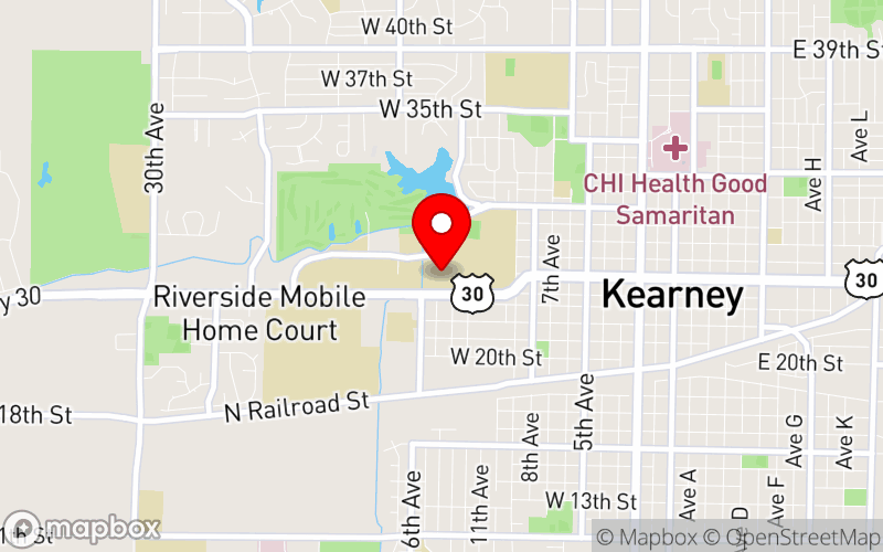 Map for Fostering Mental Health and Resilience on College Campuses and in Communities at University of Nebraska at Kearney, Kearney, NE Map for Fostering Mental Health and Resilience on College Campuses and in Communities at University of Nebraska at Kearney, Kearney, NE