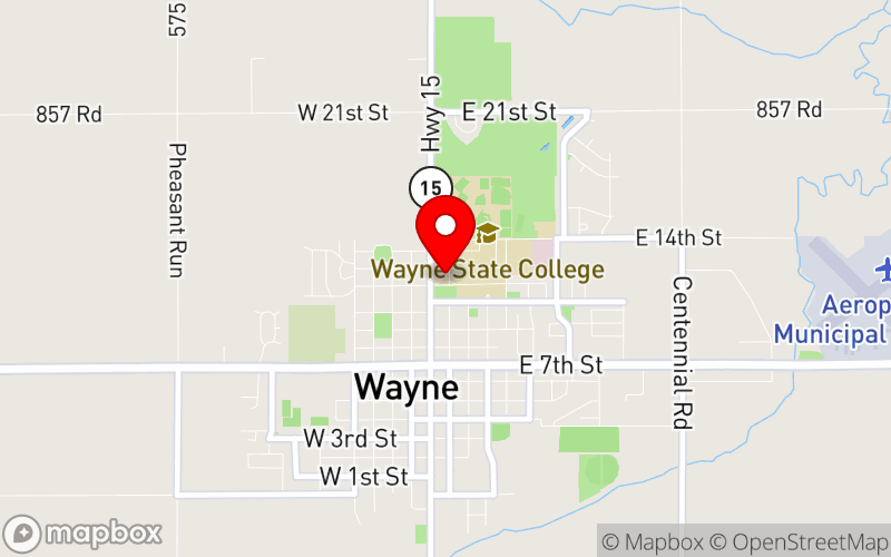 Map for 2024 Northeast Nebraska Behavioral Health Conference at 1111 Main Street, Wayne, NE 68787 Map for 2024 Northeast Nebraska Behavioral Health Conference at 1111 Main Street, Wayne, NE 68787