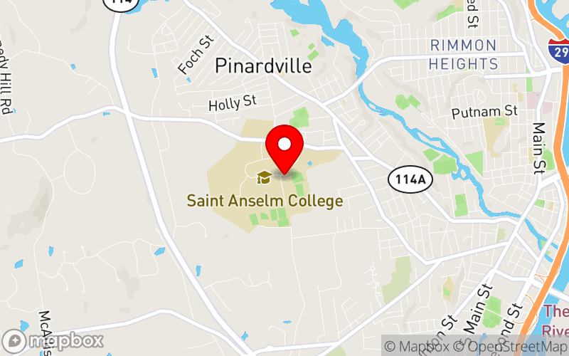 Map for New England Regional Psychiatric and Mental Health Conference at 100 Saint Anselm Drive, Manchester, NH 03102