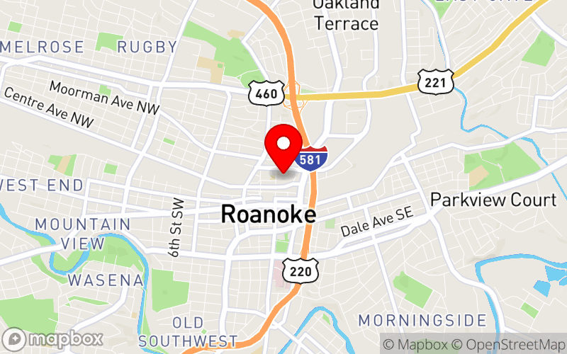 Map for 2024 Virginia CIT Conference at 110 Shenandoah Ave., NE, Roanoke, VA