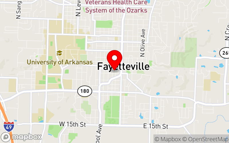 Map for Northwest Arkansas Schizophrenia Conference at 15 W. Mountain St., Fayetteville, AR Map for Northwest Arkansas Schizophrenia Conference at 15 W. Mountain St., Fayetteville, AR