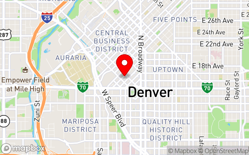 Map for 99th Annual School Health Conference at 1450 Glenarm Place, Denver, CO 80202