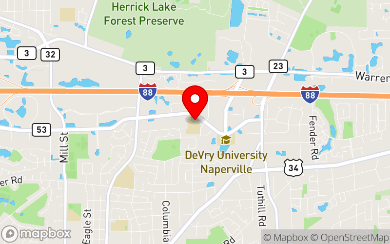 Map for Chicago Social Work Conference at 1120 E. Diehl Rd. Naperville, IL