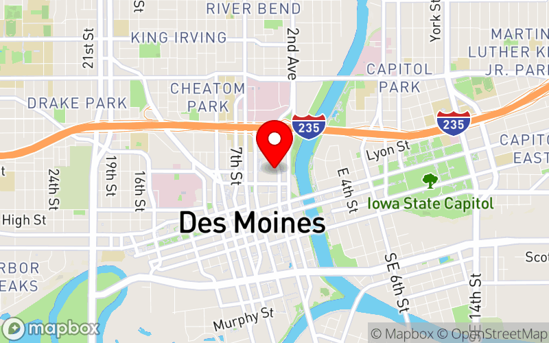 Map for 2025 Annual Mental Health Conference at 730 3rd St, Des Moines, IA 50309, United States