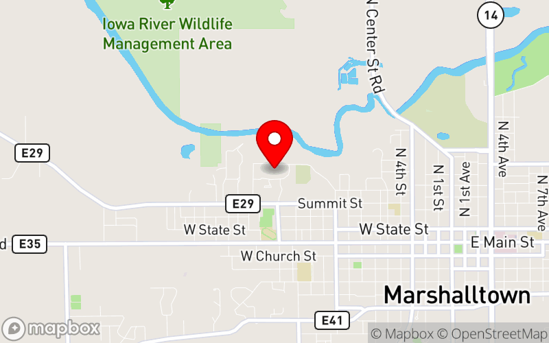 Map for Mental Health Issues in Long-Term Care at 1301 Summit St, Whitehill Auditorium, Marshalltown, IA 50158, United States Map for Mental Health Issues in Long-Term Care at 1301 Summit St, Whitehill Auditorium, Marshalltown, IA 50158, United States