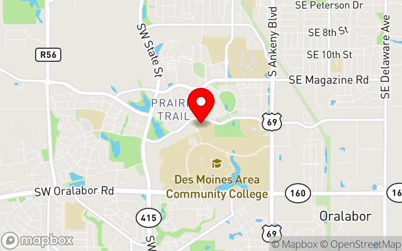 Map for 2025 Mental Health Summit: Iowa's Path Forward at 1055 Southwest Prairie Trail Parkway, Ankeny, IA 50023