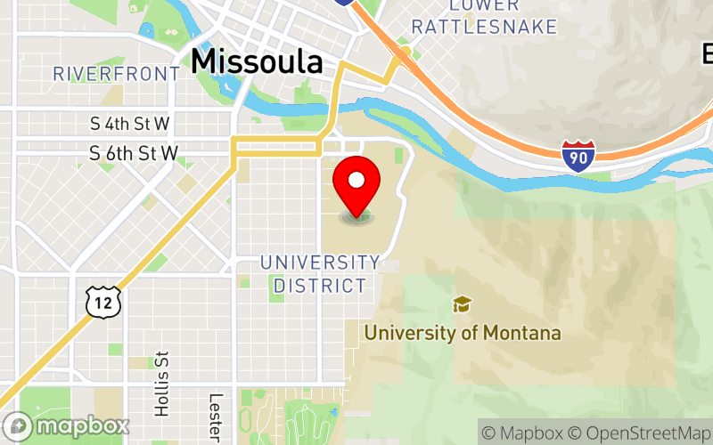 Map for Montana Conference on Suicide Prevention at University of Montana, Missoula, MT 59808 Map for Montana Conference on Suicide Prevention at University of Montana, Missoula, MT 59808