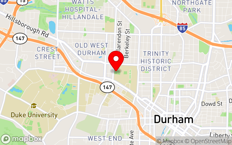 Map for Duke Global Mental Health Conference at Duke University, Durham, NC 27708