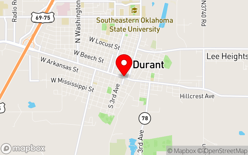 Map for 2025 Oklahoma Southeastern Regional Conference at Durant, Oklahoma Map for 2025 Oklahoma Southeastern Regional Conference at Durant, Oklahoma