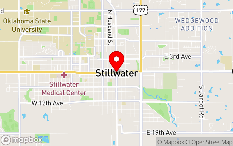 Map for School Based Mental Health Conference 2025 at Stillwater, OK