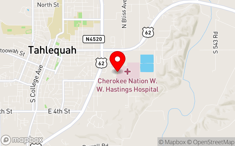 Map for 2025 Symposium on Tribal and Rural Innovation in Health at 19500 East Ross Street, Tahlequah, OK 74465