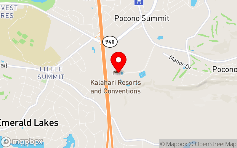 Map for 2025 NASW Pennsylvania Annual Conference at 250 Kalahari Boulevard, Pocono Manor, PA 18349