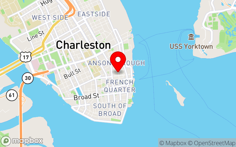 Map for 2025 SC Psychiatric Association Annual Conference at 181 Church Street, Charleston, SC