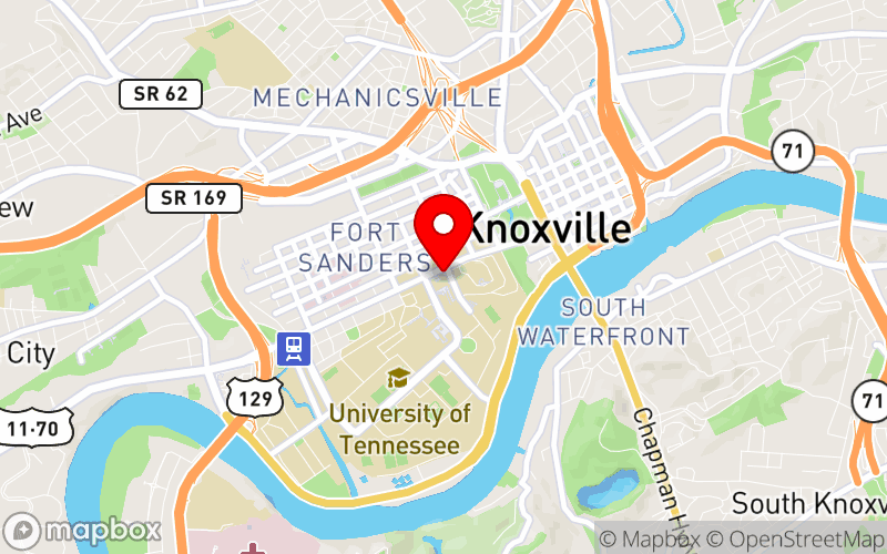 Map for Connecting Across Disciplines: Access and Advocacy for Mental Health in East Tennessee at 1502 Cumberland Ave. Knoxville, TN 37996 Map for Connecting Across Disciplines: Access and Advocacy for Mental Health in East Tennessee at 1502 Cumberland Ave. Knoxville, TN 37996