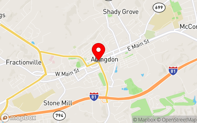 Map for Central Appalachian Youth Mental Health and Substance Use Conference at Southwest Virginia Higher Education Center, Abingdon, VA