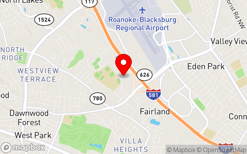 Map for 2025 ROACA Spring Forum at 3315 Ordway Dr NW, Roanoke, Virginia 24017, United States