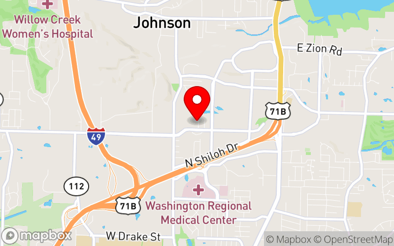 Map for Externship 2026 at 3680 N Investment Drive; Suite 1; Fayetteville, AR 72703