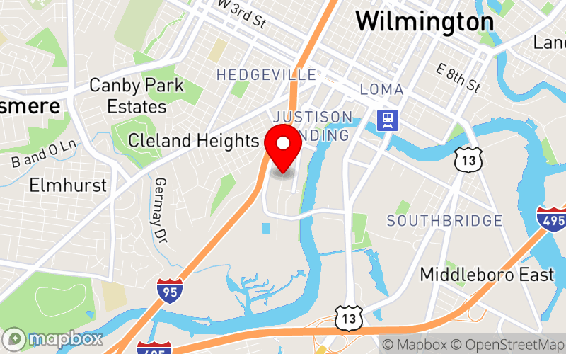Map for Wilmington, DE — First Responder Mental Health & Wellness Conference at 815 Shipyard Dr, Wilmington, DE 19801, USA