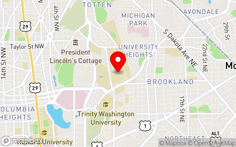 Map for International Catholic Mental Health Ministers Association Conference at 620 Michigan Ave. NE, Washington, DC 20017