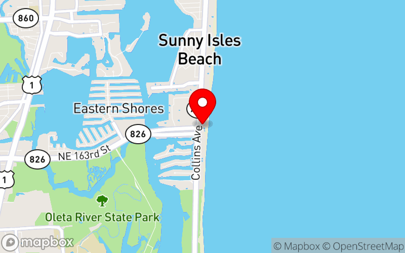 Map for Living Legends in Psychopharmacology 2026, Translating Neuroscience, Precision Medicine, and AI into Breakthrough Treatment for Complex Psychiatric Disorders at 16701 Collins Avenue, Sunny Isles Beach, Florida 33160