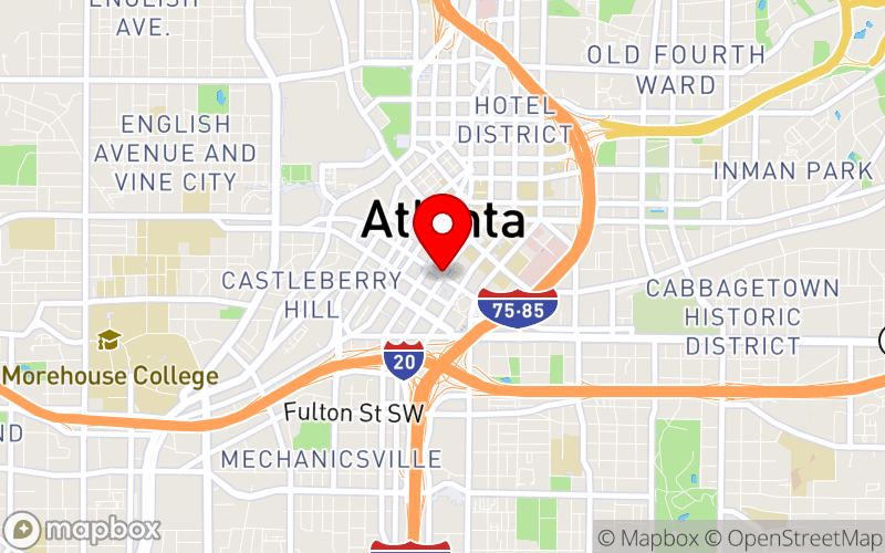Map for 2026 SCP Conference: Emerging Trends in Clinical Psychology: Practice, Science, and Education at Atlanta, Georgia