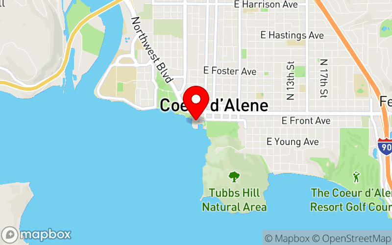 Map for CDA, ID — First Responder Mental Health & Wellness Conference at 115 S 2nd St, Coeur d'Alene, ID 83814, USA