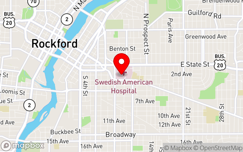 Map for UW Health Northern Illinois Perinatal Conference (2026) at 1350 Charles St, Schwartz Auditorium, 1st Floor, Rockford, IL, 61104, United States