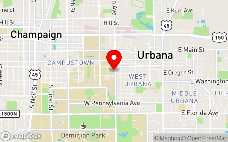 Map for Brain Evolution and Mental Health Conference at 601 S. Lincoln Avenue, Urbana, IL 61801