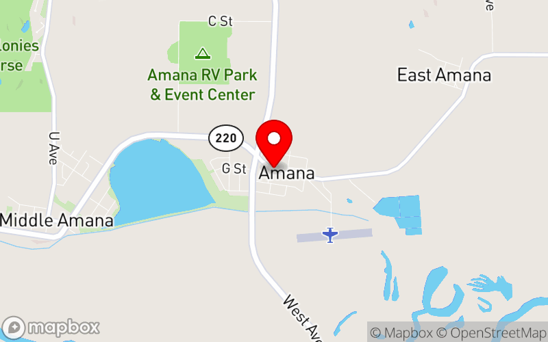 Map for 2026 MRASH Conference at Amana, Iowa