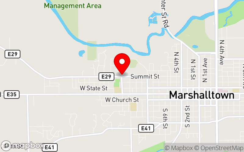 Map for Mental Health Issues in Long-Term Care at 1301 Summit St., Whitehill Auditorium, Marshalltown, IA 50158, United States