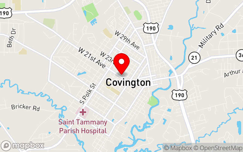 Map for Welcome to the Lemonade Club: A Short-Term, Introductory Treatment Outline for Treating Grief & Bereavement Education and In Children & Their Families at 310 W. 21st Ave., Covington, LA