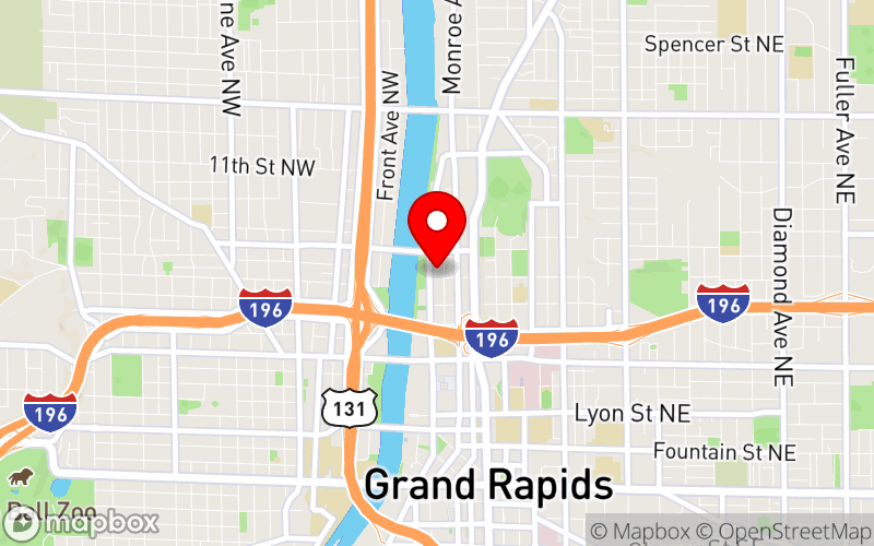 Map for Corewell Health 2026 Behavioral Health Symposium at 100 Corewell Drive NW, Grand Rapids, MI 49503