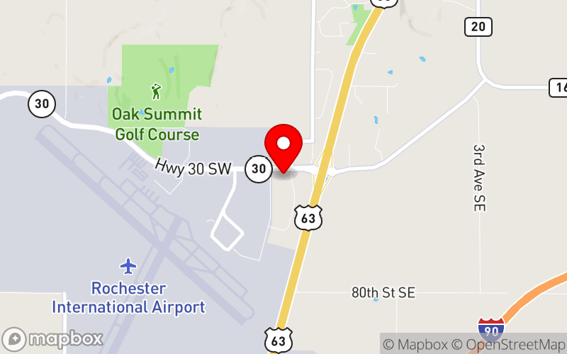 Map for Southeast Minnesota Community Mental Health and Wellness Conference at 7333 Airport View Dr SW, Rochester, MN 55902