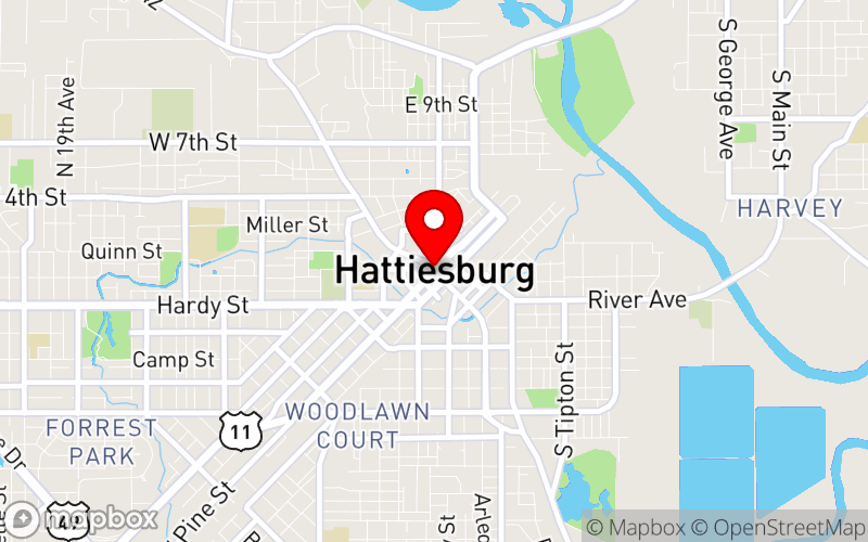 Map for MAMFT Annual Conference 2026 at Hattiesburg, MS