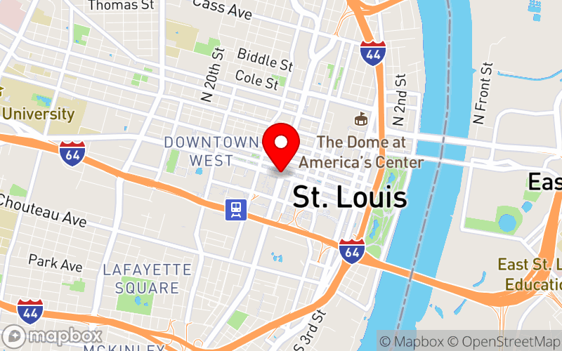 Map for Central College Health Association 2026 Annual Meeting at 10700 Pear Tree Lane St., St. Louis, Missouri