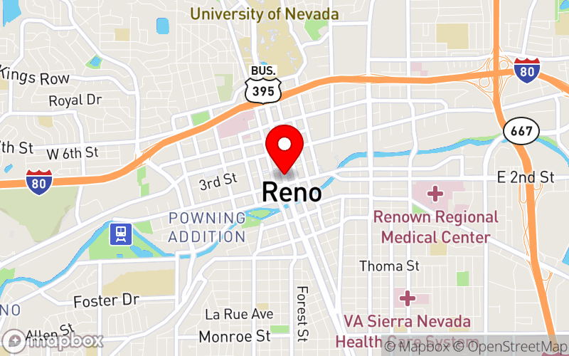 Map for 2026 Annual Nevada State Conference On Problem Gambling at 225 N Virginia St, Reno, NV 89501, USA