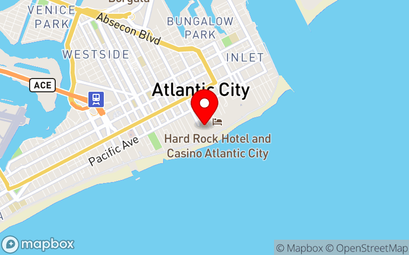 Map for 10th Annual ACMA Case Management and Transitions of Care Conference at 1133 Boardwalk, Atlantic City, NJ 08401