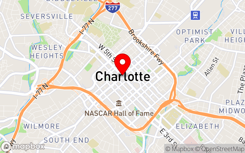 Map for 2026 Annual LCCNC Conference at Charlotte Marriott City Center, Charlotte, North Carolina