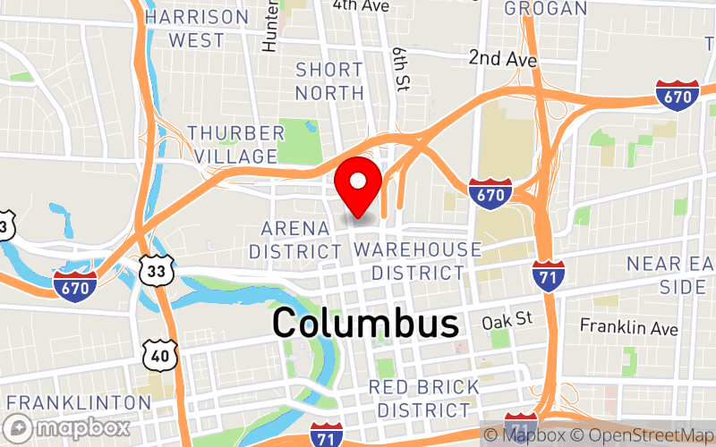 Map for Ohio's 2026 Mental Health & Addiction Conference at 350 North High Street, Columbus, OH 43215