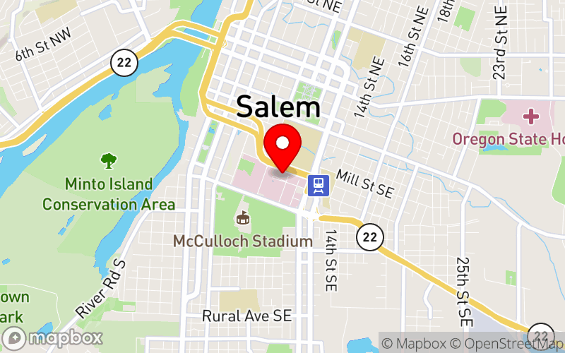 Map for OAMT Winter Conference 2026 at 939 Oak St SE, Salem, OR 97302