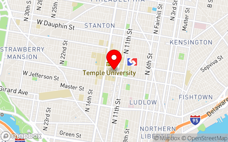 Map for 45th Annual School Psychology, Counseling Psychology and Applied Behavior Analysis Conference at Howard Gittis Student Center, 1755 N 13th St, Philadelphia, PA 19122