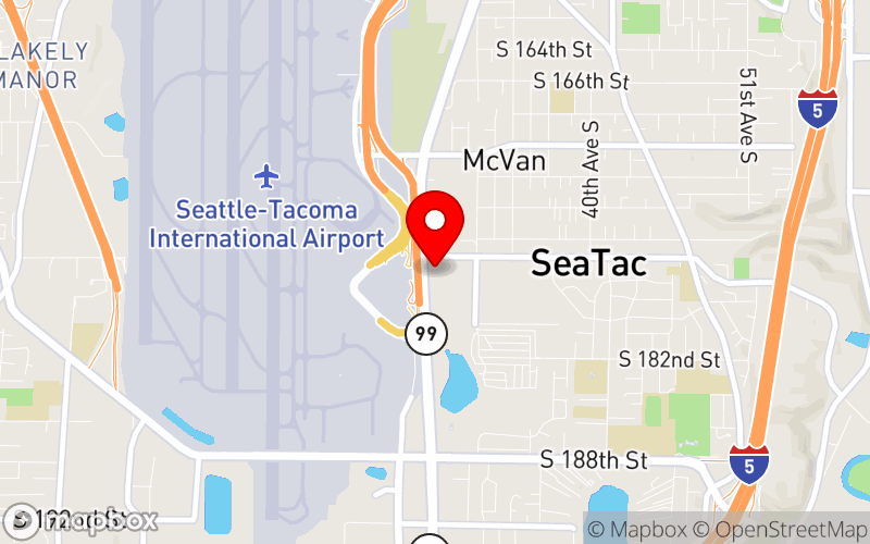Map for 2026 Washington Mental Health Counselors Association Conference at 17620 International Blvd, Seattle, WA 98188