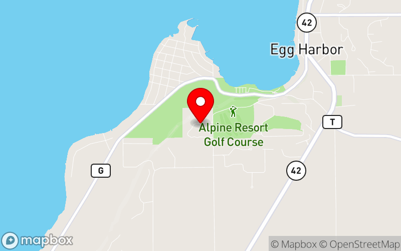 Map for 39th Door County Summer Institute at 4929 Landmark Drive, Egg Harbor, WI 54209