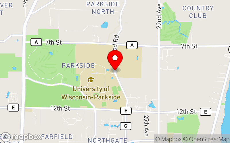 Map for UW-Parkside Aging Well Conference at 900 Wood Road, Kenosha, WI 53141-2000