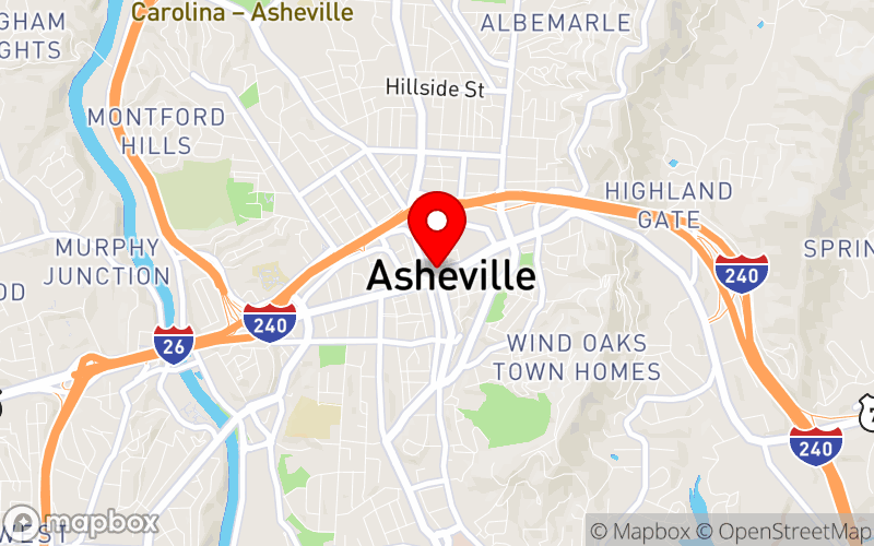 Map for ISPN 2027 Annual Conference at Renaissance Asheville Downtown, Asheville, North Carolina